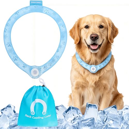 EXPAWLORER Dog Cooling Bandana - PCM Physical Instant Cooling Dog Scarf Chill Out Pet Cool Bandanas Summer Ice Neck Cooler Kerchief Vest for Small Medium Large Dogs Blue L