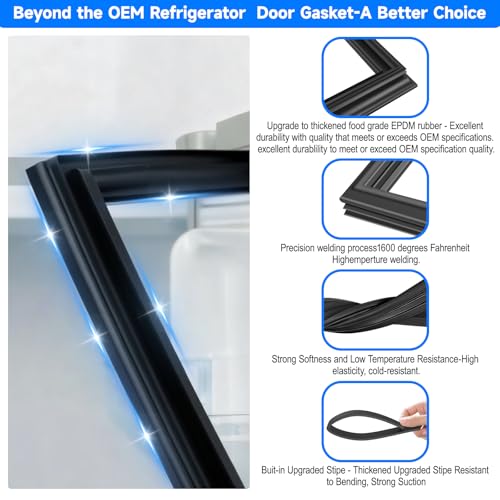 UPGRADED 39.57"x17.13" ADX73550627 Refrigerator Door Gasket Replacement Compatible with LG and Kenmore Refrigerator French Door Seal LFX28968D,LFXS26566S,LMXS27676D Fridge Gasket Right Side Black by ARLBA - Used condition - Image 3