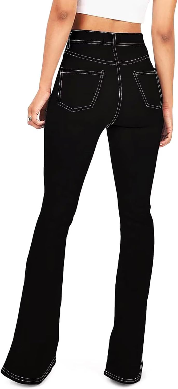 KDF Flare Jeans for Women Women’s Bootcut Bell Bottom Jeans High Waisted Stretch Slimming Bell Bottoms Jeans