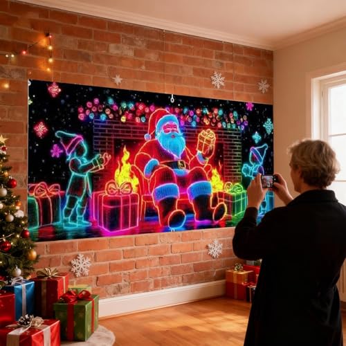 Toile de garage Noël fluorescente UV et résistante
