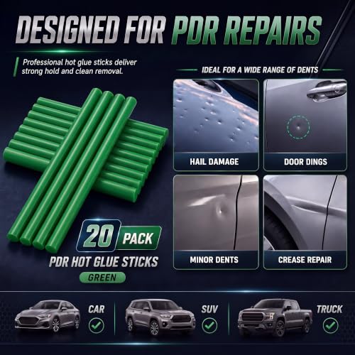 Image of CroBlissful 20 Pcs PDR Glue Sticks Hot Melt for Dent Repair,Green