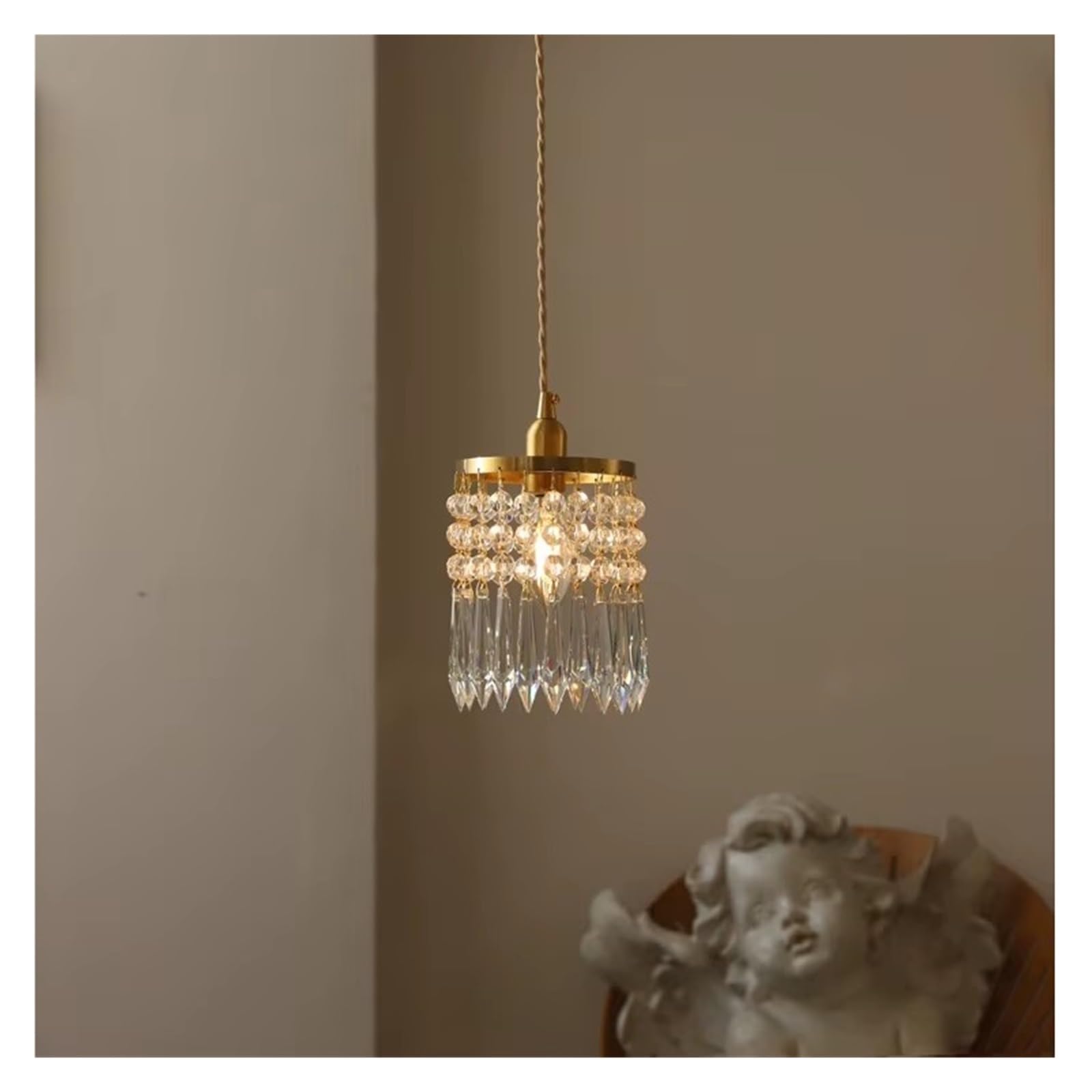 ZTCHSENZT French Crystal Small Chandelier American Light Luxury Bedroom Bedside Aisle Bay Window Counter All Copper Lamps