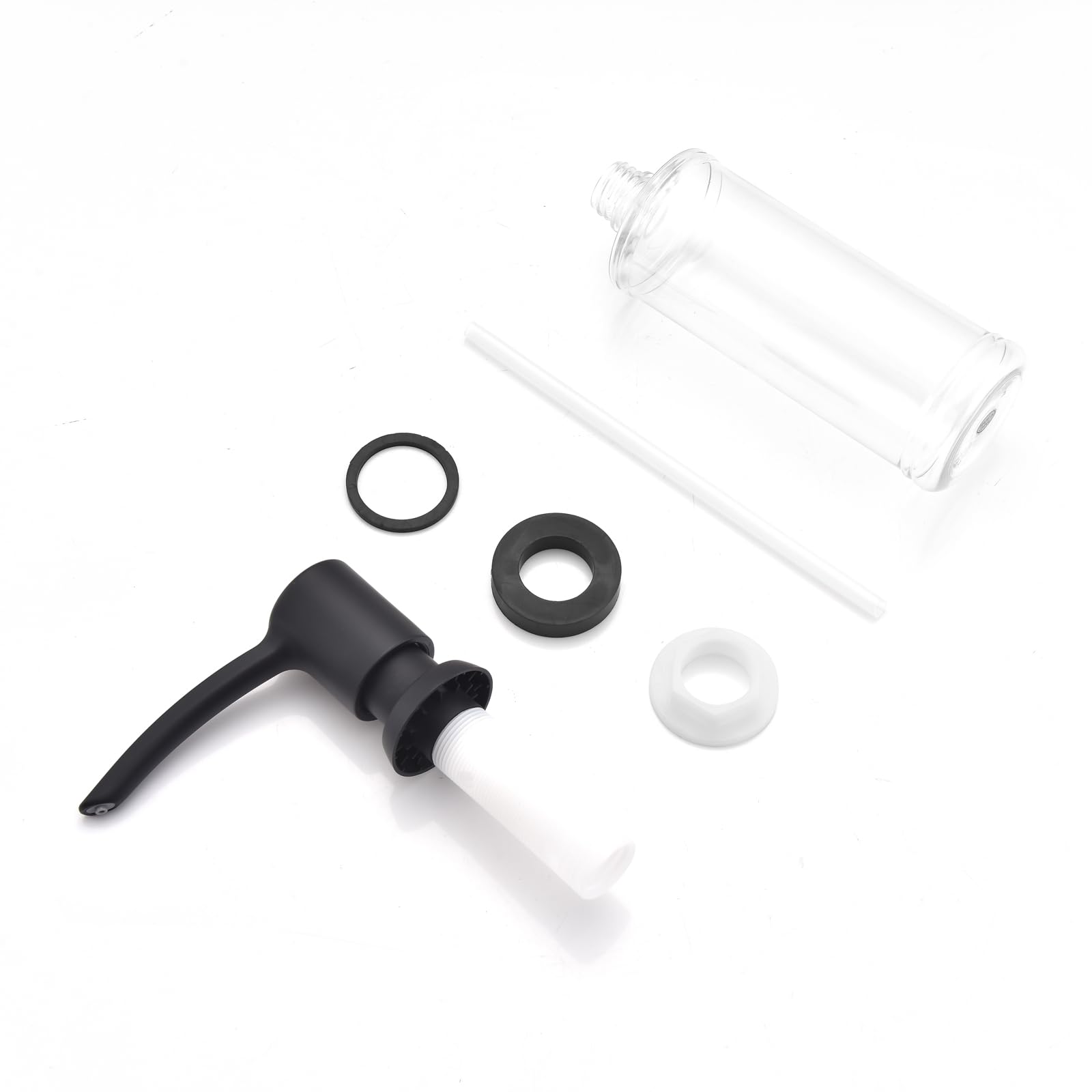 Dispensador de jabón para fregadero integrado, negro mate, cabezal de bomba ABS, recambio desde la parte superior, dispensador de jabón de manos para cocina