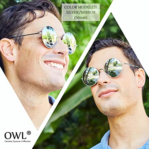 OWL 3 Pack Oversized Round Sunglasses Hippie Style Metal Frame Assorted Colors Circle Glasses4
