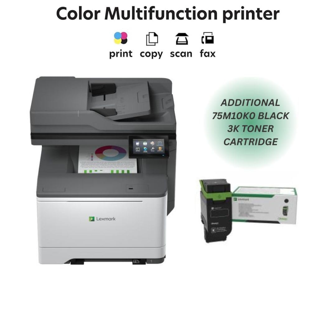 LEXMARK CX532adwe Color Laser Wireless All-in-One Printer with Touch Screen, (50M7040) Bundle 75M10K0 Black 3K Yield Toner Cartridge