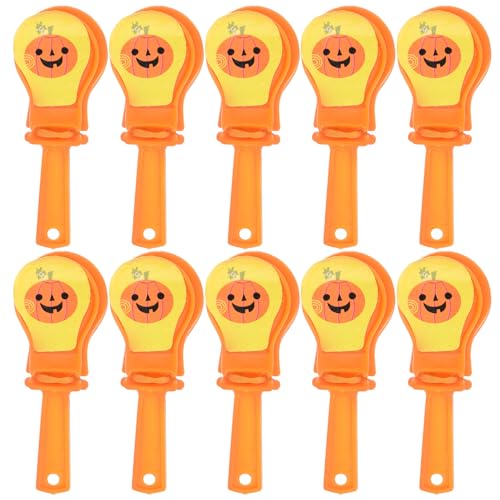 CHILDWEET 10pcs Halloween Pumpkin Head Plastic Hand Clappers Party Noise Makers Cheer Props for Festival and Halloween Activities