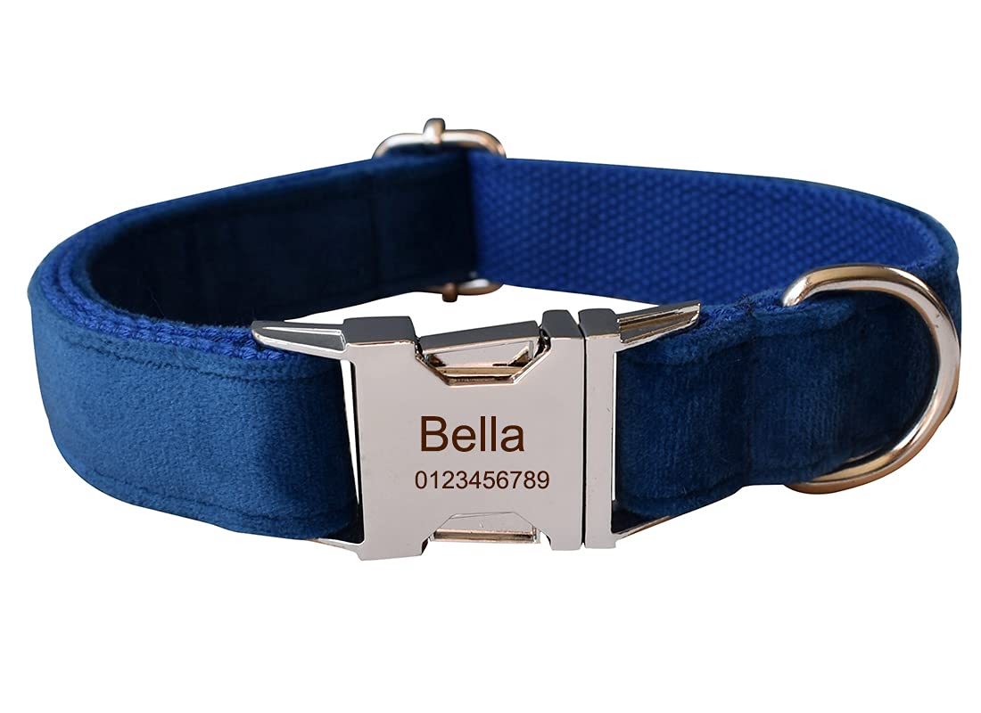 Dog Collar Custom Personalized Engraved Name and Phone Number for Puppy Small Medium Large Pets (S, Blue)
