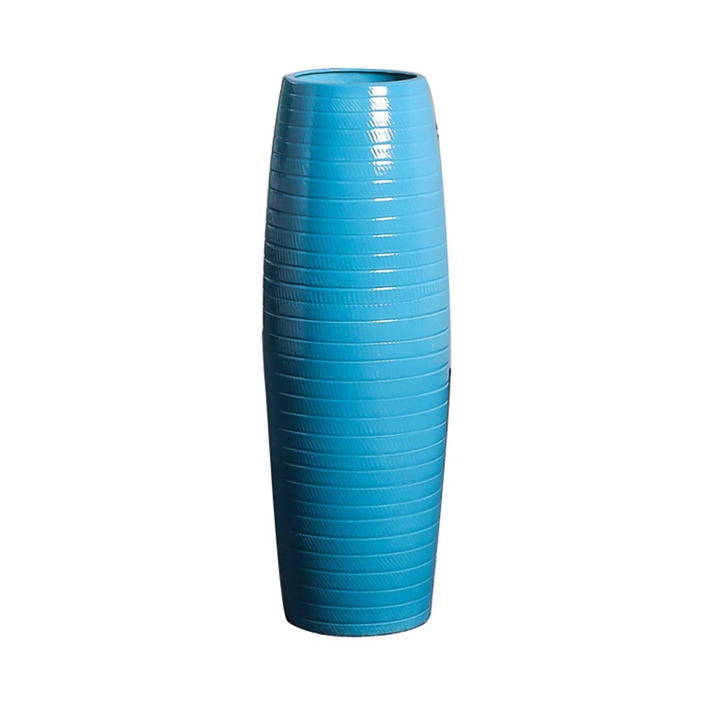 SnamicE Modern Minimalist Jingdezhen Ceramic Floor Vase Living Room European Style Decorative Flower Vase Blue Tall Flower Arrangement Ornaments for Use in Home Office,Blue,60cm,