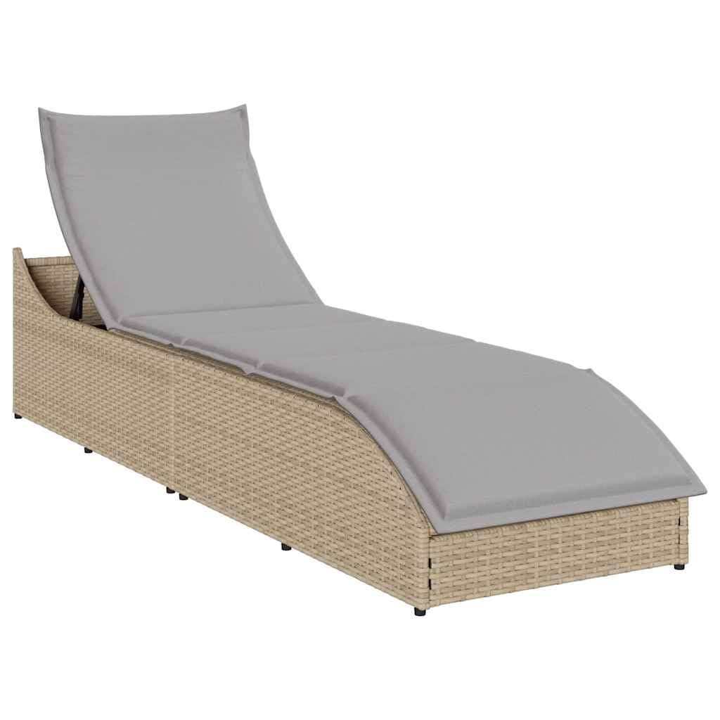 Chaise longue pliante inclinable 3 positions avec rangement intégré