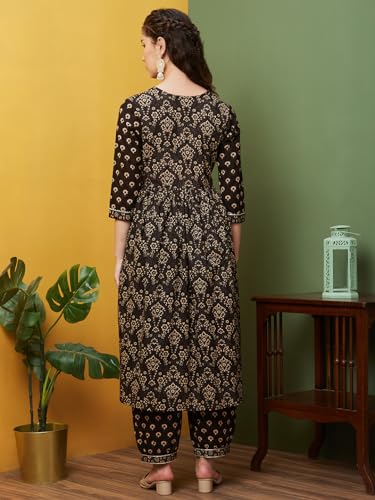 Image of Globus Women Kurta Set (3640961001 Brown S)