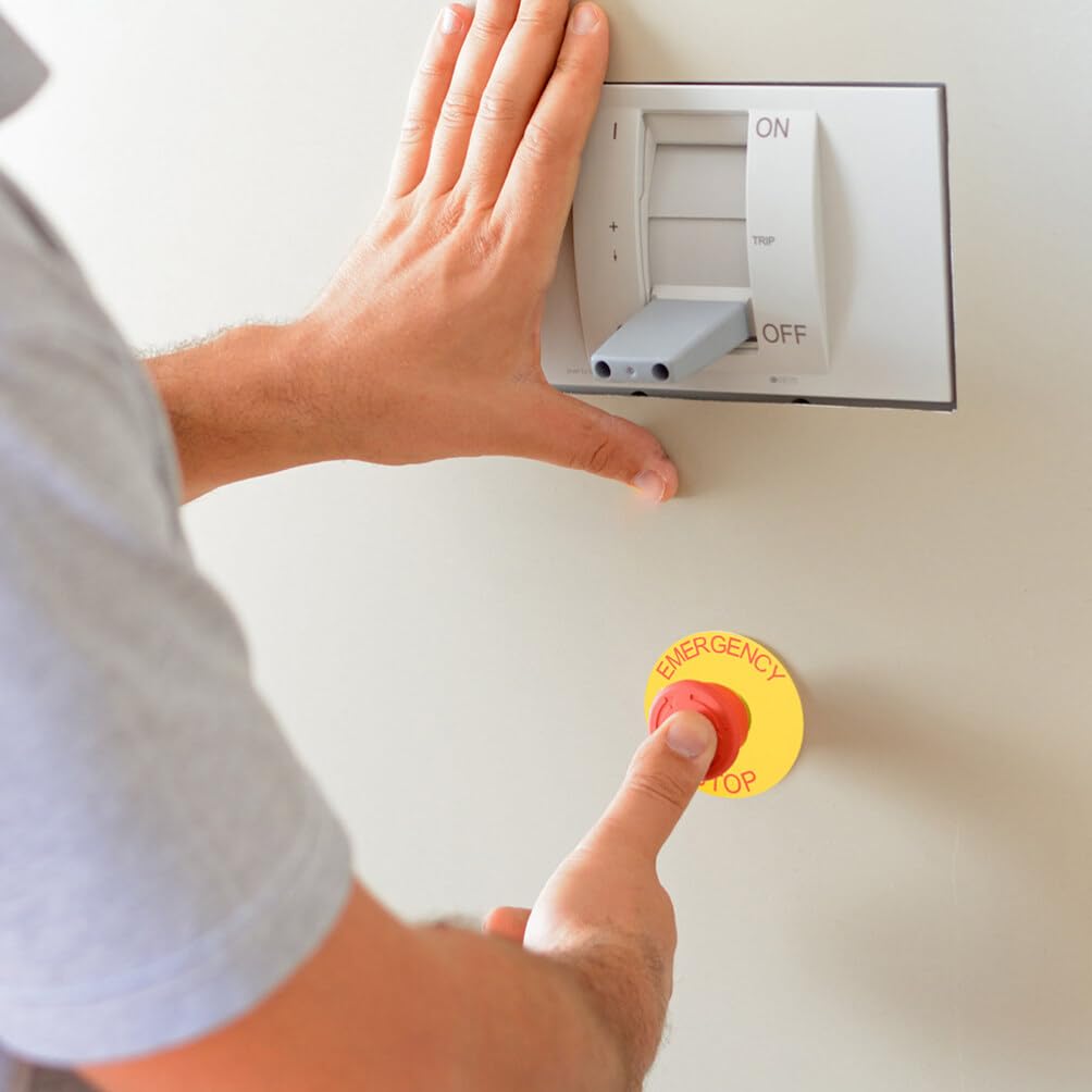 Gatuida 10 Pegatinas de Parada de Emergencia Señal de Seguridad Eléctrica Adhesión Fuerte