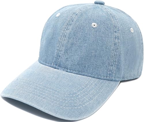 YeeHeen Denim Baseball Cap for Women Men Classic Strapback Hats Adjustable Sun Hat Light Blue