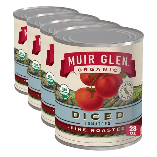 Muir Glen Organic Diced Fire Roasted Canned Tomatoes, 28 oz. (Pack of 4)