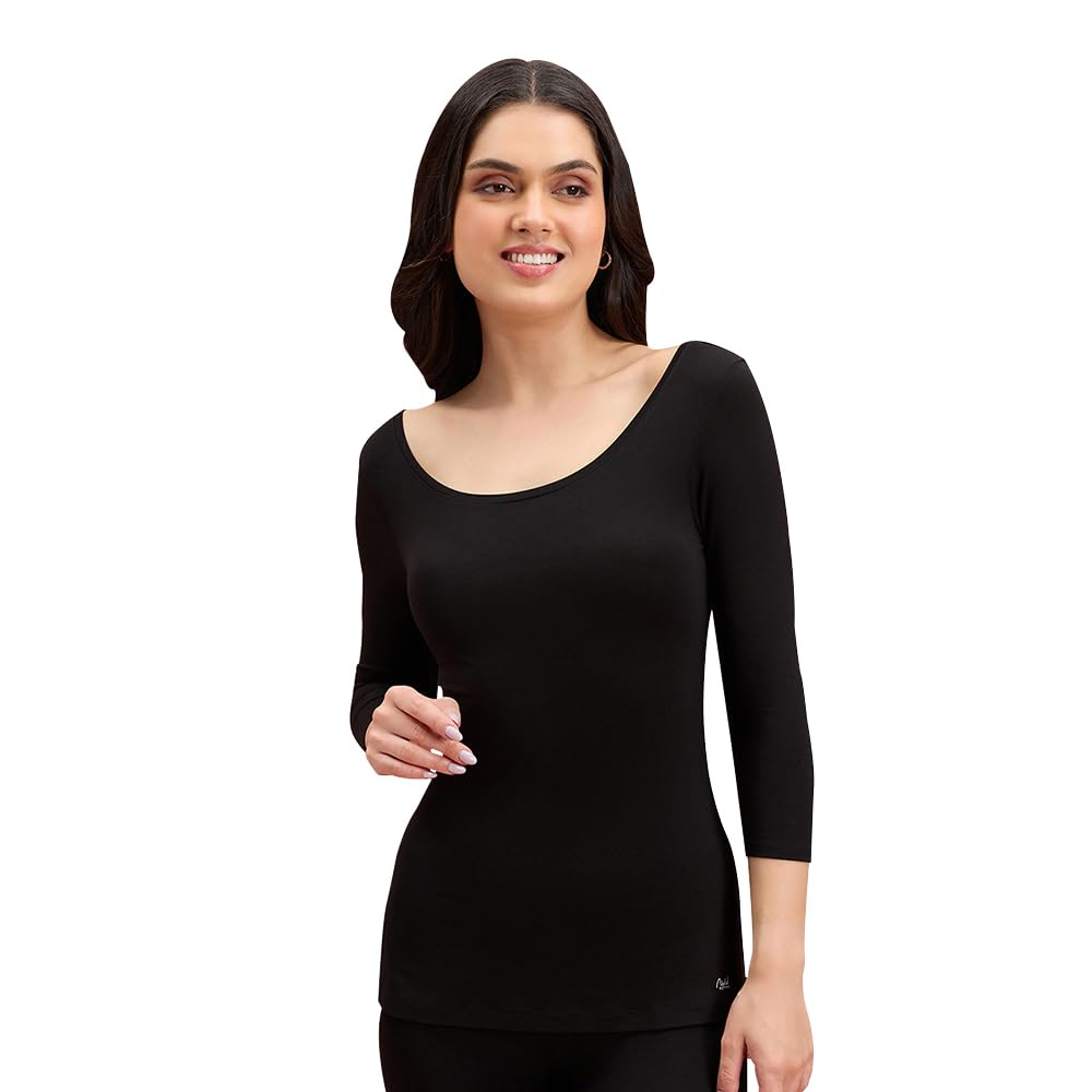 (NYOE05 Ultra Light & Soft Thermal Wear for Women | Snug Fit Winter Warmer Top with Elbow Length Sleeves | Highly Insulating Microfibre Tshirt That Stay Hidden Under Clothes-image-40