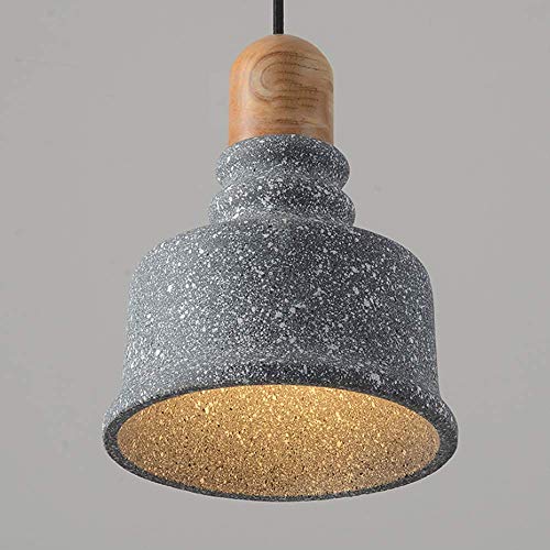 Chandelier de cemento y madera creativa con acabado artesanal industrial E27 6