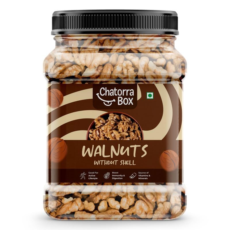 Chatorra Box Premium 8 Broken Piece Walnut Kernels | Raw Walnuts Without Shell | Akrot Giri Dry Fruit Rich in Iron and Protein | Ideal for Breakfast | Low in Calorie Nuts | Jar Pack (450gm)