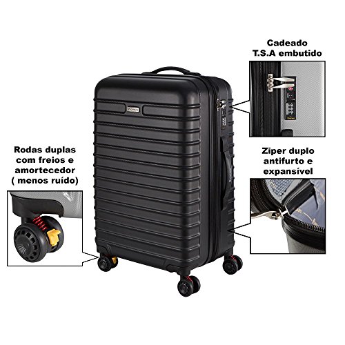 Conjunto de Malas de Viagem em Abs - Swiss Port Paris - Preta