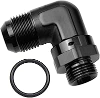 Vista 12 de Adaptador de riel de bomba de combustible macho de aluminio de radio de alto flujo 45 grados 6AN macho a 4AN macho con junta tórica AN4 ORB, negro