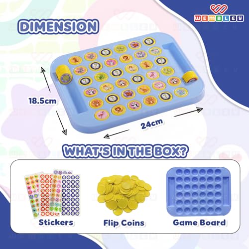 Image of Wembley Memory Chess Flip & Match Game for Kids - Educational Brain Development Puzzle Board Game with Animal & Fruit Tokens - Montessori-Inspired Learning Toy for Ages 3+