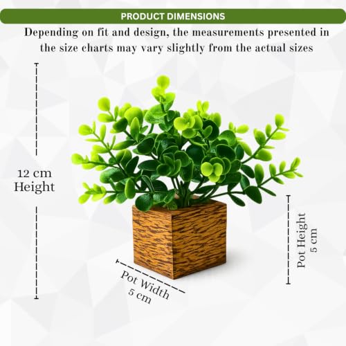 Image of DecoreBugs Artificial Eucalyptus Plant with Plastic Pot (Pack of 2) | 12 cm Height | Mini Potted Plants for Shelf Decor, Home, Office, Living Room, Desk & Table Item Decoration