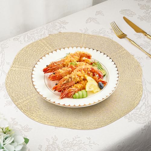 Lot de 6 sets de table lavables or pour repas de fêtes