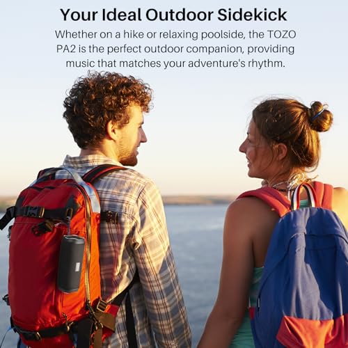 PA2 Bluetooth Speaker with Dual Drivers & Dual Bass Diaphragms, Deep Bass Loud Stereo Sound, IPX8 Waterproof, 25H Playtime, Custom EQ App Portable Wireless Speaker for Home Outdoors Travel Black - Image 6