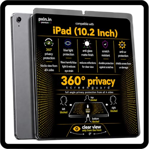 Pxin Tablet Privacy Guard compatible with iPad (10.2 Inch) | Privacy screen protector | Anti Glare | Anti Spy Screen | Reduces blue light | 360 degree Privacy Screen | Eye Protection