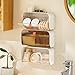 MORNITE Pad Holder for Bathroom,Sanitary Napkins Organizer,Feminine Tampons Storage Day Overnight Cotton Pad Holder, Brown