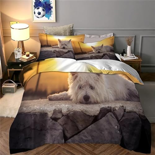 Housse de couette résistante lavable lit single microfibre chien mignon - 6