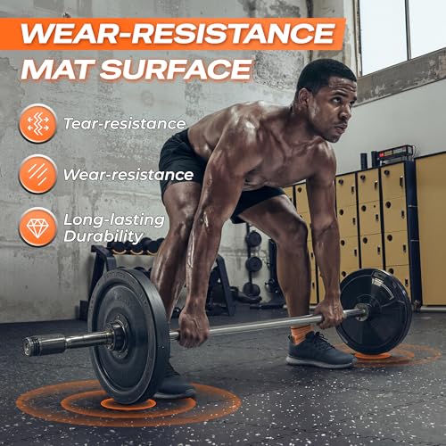 Image of SUPERJARE 0.56'' Thick 48 Sq Ft Rubber Top Gym Flooring for Home Gym