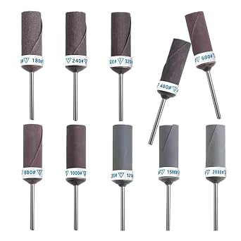 JUNLINX 10 Pcs 1/8 Inch Shank Mixed Grit Sandpaper Drum
