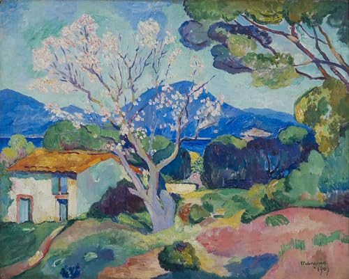 Impression sur toile Lamandier en fleurs de Manguin avec finitions de peinture moderne 60x90cm