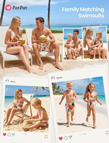 Image of PATPAT Family Matching Swimsuits Swimwear: Mommy and Me Striped Spliced One-Piece Matching Swimsuits Set