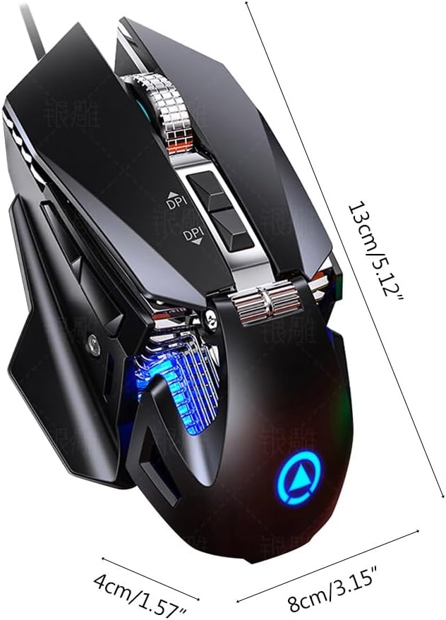 ljhnba Wired Gang Mouse Adjustable Color Light Streamline Design PC Computer ce for PC Computer Laptop for B00k Office
