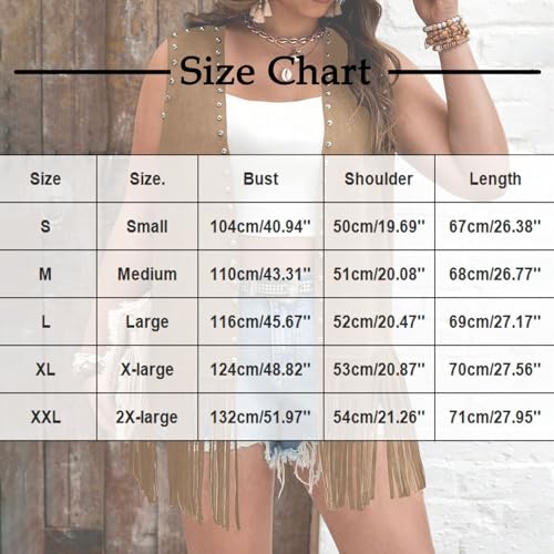 Women's Plus Size Fringe Vest Faux Suede Rivets Sleeveless Tassel Jacket Western Cowgirl Outfits Clothes 2025 Fashion3