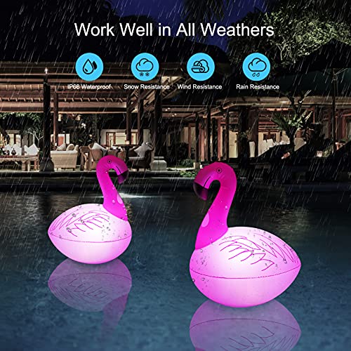 Rukars Solar Floating Lights 4 Pcs, Flamingo Floating Pool Lights Solar Powered Glow Lights, Waterproof Auto On/Off Led Solar Lights Outdoor Decorative For Garden, Path, Yard, Patio, Walkway, Party #TOP4