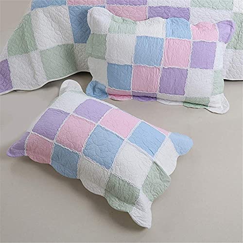 Parure de lit double violette avec couvre-lit patchwork 230x250 cm et 2 taies - 5