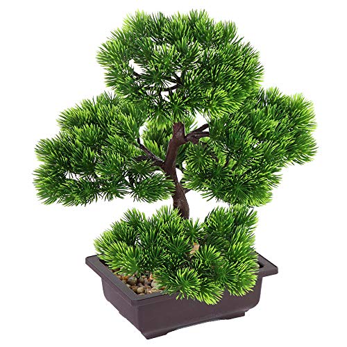 Aisamco Artificial Bonsai Tree 33cm Japanese Pine Fake Plant Potted Decor for Home, Desktop Display - Artificial House Plants Decoration