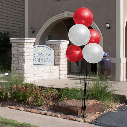 Image of Reusable Outdoor Balloon Clusters - Helium Free, All-Weather, Durable, Plastic Balloons for Advertising, Real Estate, Grand Openings & Events (Red and White)