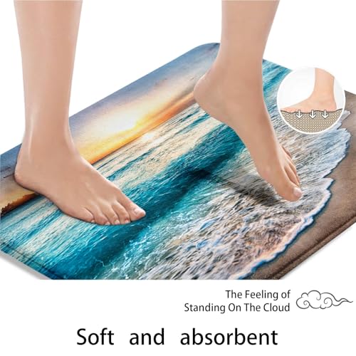 Cortina de ducha de amanecer ArtSocket impermeable de 3 piezas y alfombras acolchadas de playa 8