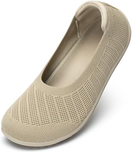 Women’s Ballet Flats Wide Toe Box Barefoot Dress Shoes Knit Flat Comfortable Casual Walking Shoe Minimalist Zero Drop Slip On