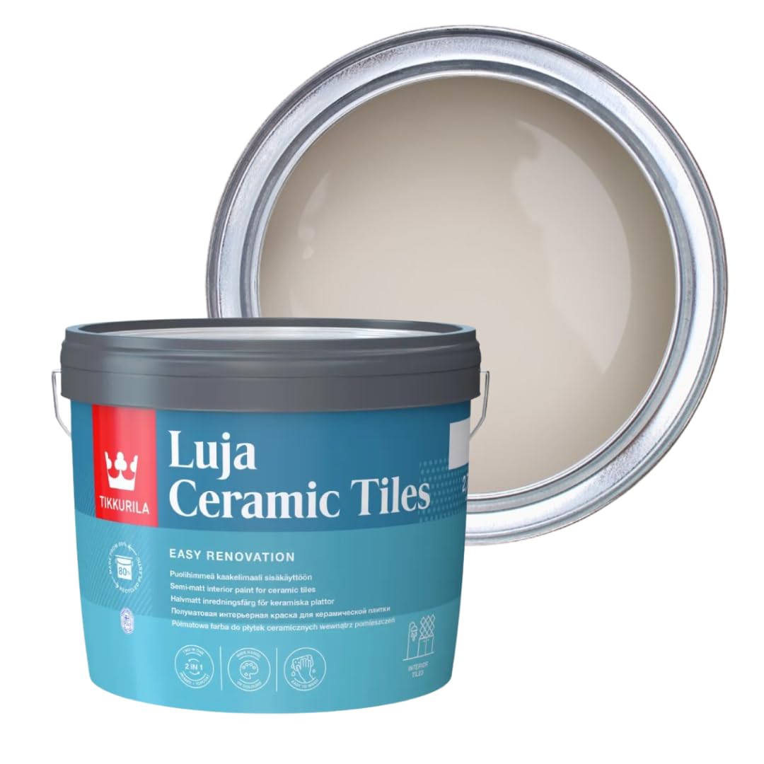 TIKKURILA Luja Ceramic Tiles - Semi-matt paint for Ceramic Tiles - Available in White & 100+ Colours (Mulberry H484, 3 Litres) — image 1