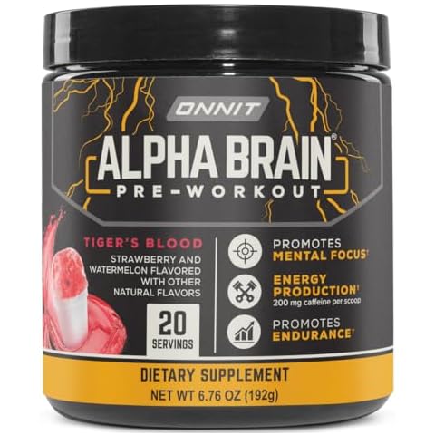 ONNIT Alpha Brain Pre-Workout - Tiger's Blood (20 Serving Tub) Cover
