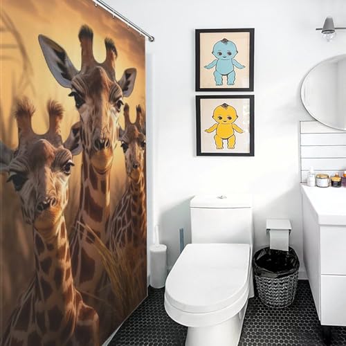 Rideau de douche girafe tissu polyester imperméable 60x72 - 3