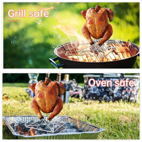 Soporte para pollo de cerveza en acero inoxidable para barbacoa y horno pack de 2 unidades 4