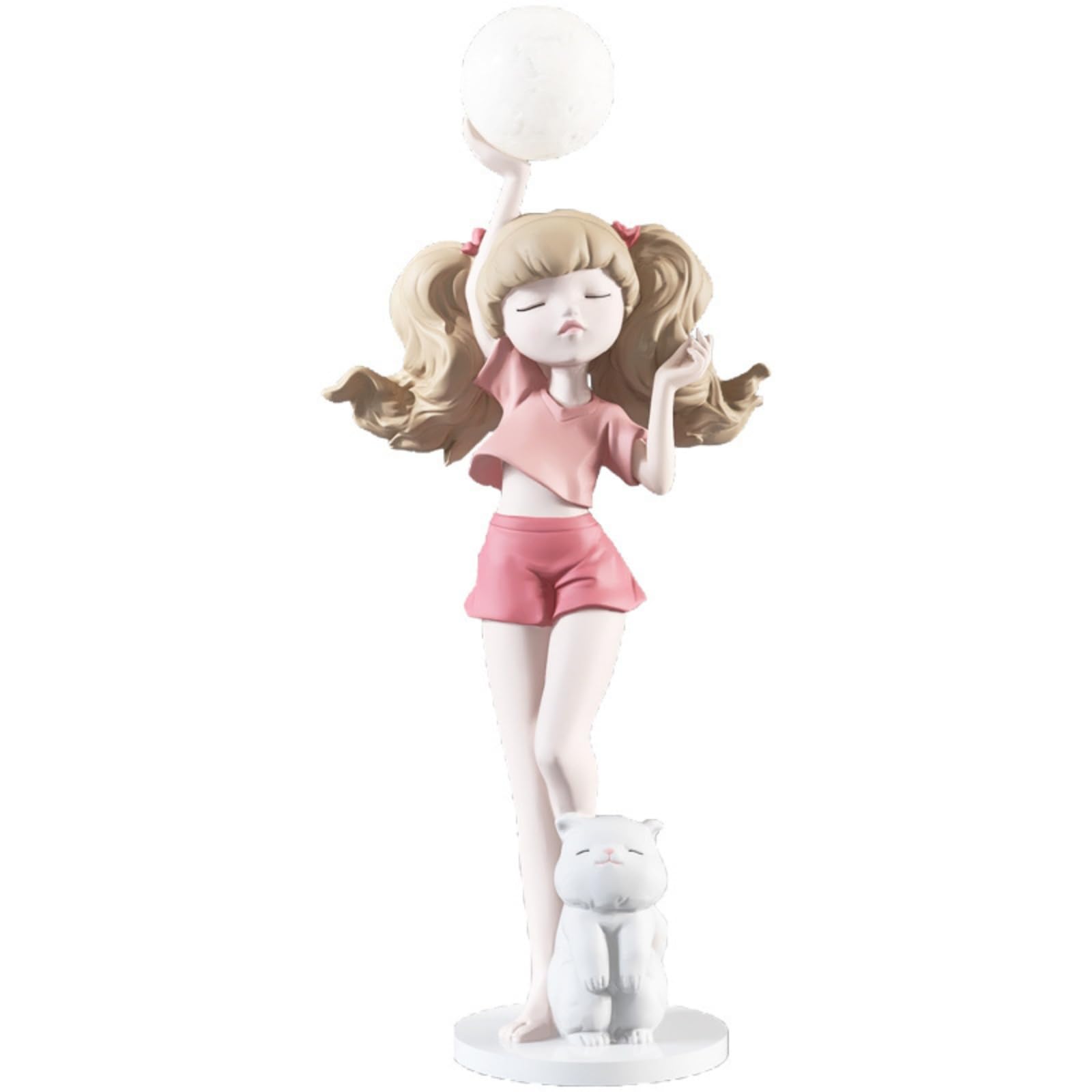 Qianly Figurina di Ragazza con Lampada Illuminata Statuetta con Lampada in Miniatura Statua per Amanti Del Design, Ingresso, Rosa, 62cm 27cm