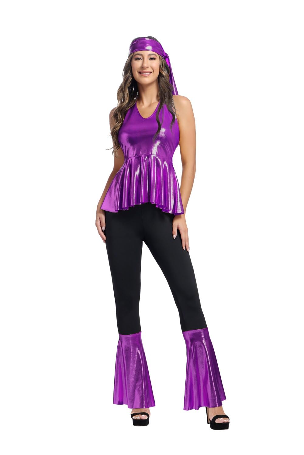 Hengzhifeng Disco Outfit Woman 70s Party Sparkly Halloween Costumes