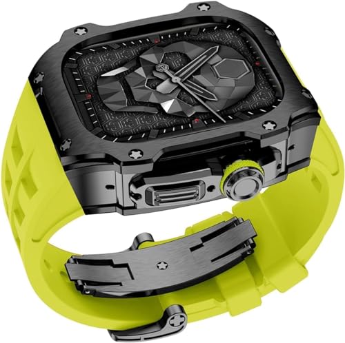 ANZOAT Correa de reloj de goma con caja de diamante de lujo de 40 mm, 41 mm, para Apple Watch Series 8, 7, 6, SE, 5, 4, accesorios de repuesto, bisel de metal, kit de modificación de banda de goma de