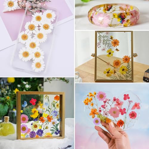 Image of 190 Pcs Dried Pressed Flowers for Resin, Real Dried Pressed Flowers for Resin Butterfly Stickers DIY Art with Tweezers Crafts Decorate for Candles Jewelry Nail Crafts