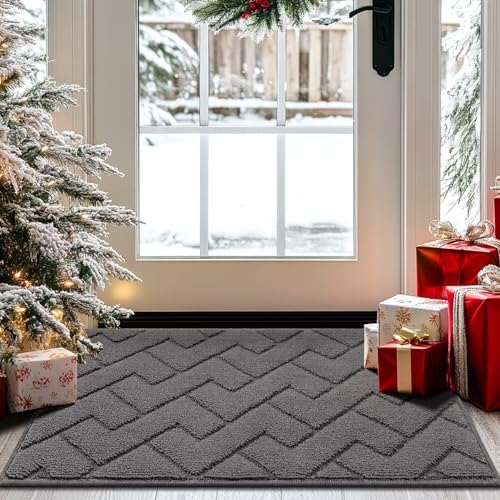 hicorfe Indoor Doormat,Front Back Rubber Backing Non Slip Door Mats 20'x31.5' Absorbent Resist Dirt...